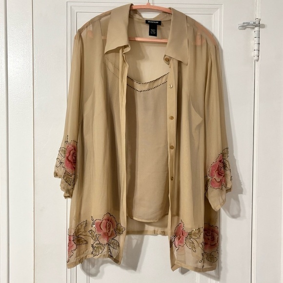 Avenue of omens 2 pc 100% silk top size 22-24 - Picture 3 of 11